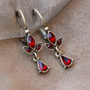 Bronze Trellis Display & Garnet Earrings DEAL105 - Sweet Romance Wholesale