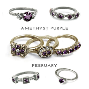 Stackable February Birthstone Ring - Amethyst Purple - Sweet Romance Wholesale