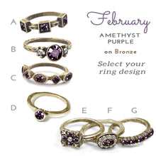 Load image into Gallery viewer, Stackable February Birthstone Ring - Amethyst Purple - Sweet Romance Wholesale
