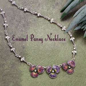 Enamel Pansies Necklace N1155 - Sweet Romance Wholesale