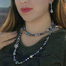 Load image into Gallery viewer, Long Blue Gemstone Beaded Necklace N1374-BL - Sweet Romance Wholesale