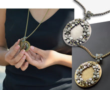 Load image into Gallery viewer, Oval Flower Locket Necklace N1537 - Sweet Romance Wholesale