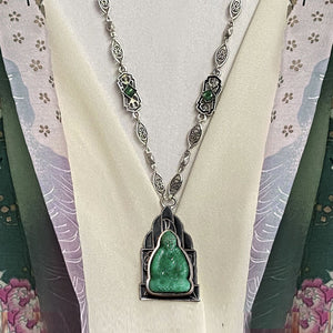Jade Glass Vintage Buddha Necklace - Sweet Romance Wholesale