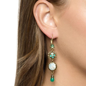 Green, Pearl and Filigree Earrings OL_E137 - Sweet Romance Wholesale