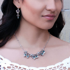 Silver Flowers Necklace & Earrings Set - Sweet Romance Wholesale