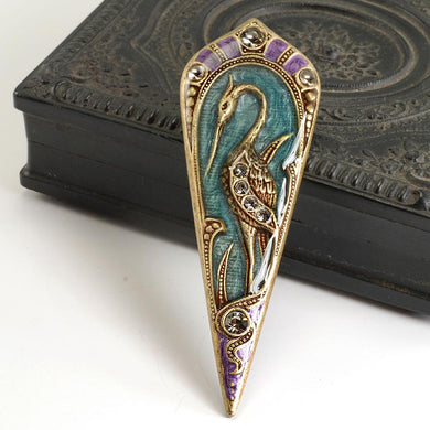 Enamel Egret Art Nouveau Pin Pendant P144 - Sweet Romance Wholesale