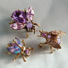 Load image into Gallery viewer, Set of 3 Crystal Bee Pins in Lilac, Lavender and Orchid P5280-OR - Sweet Romance Wholesale