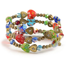 Load image into Gallery viewer, Millefiori Glass Candy Heart Wrap Bracelet BR559 - Sweet Romance Wholesale