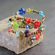 Load image into Gallery viewer, Millefiori Glass Candy Heart Wrap Bracelet BR559 - Sweet Romance Wholesale