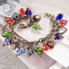 Load image into Gallery viewer, Candy Glass Hearts Charm Bracelet BR583 - Sweet Romance Wholesale