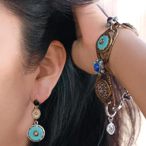 Turquoise Boho Medallion Earrings - Sweet Romance Wholesale