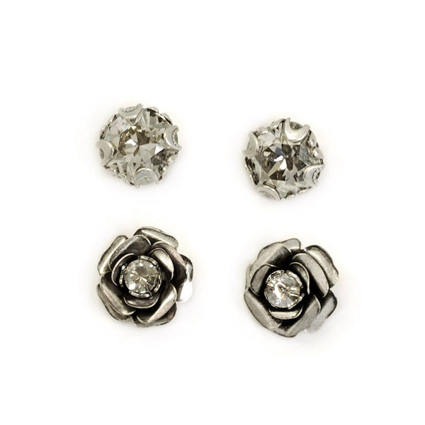 Crystal Cushion & Roses Earring Set E1181 - Sweet Romance Wholesale