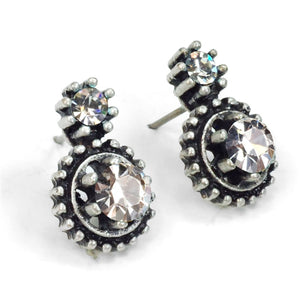 Double Stone Crystal Stud Earrings E1247 - Sweet Romance Wholesale