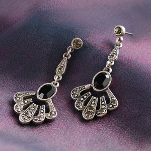 Jet Tuscany Silver Earrings - Sweet Romance Wholesale