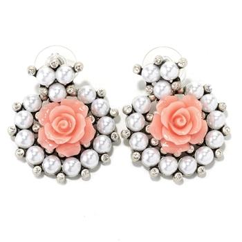 Rose Collar Earrings E1501 - Sweet Romance Wholesale