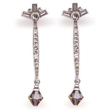 Long Jet Crystal and Bead Earrings E563 - Sweet Romance Wholesale