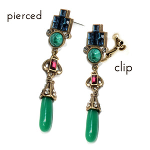 Art Deco Vintage Jade Glass Earrings E9522 - Sweet Romance Wholesale