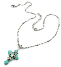 Load image into Gallery viewer, Turquoise Cross and Opal Stone Necklace and Earrings Set - Sweet Romance Wholesale