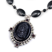 Load image into Gallery viewer, Vintage Jet Black Cameo Necklace N1383 - Sweet Romance Wholesale
