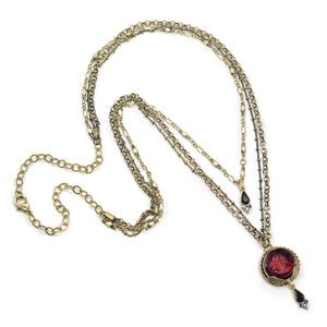 Akantha Long Glass Intaglio Necklace N1393 - Sweet Romance Wholesale