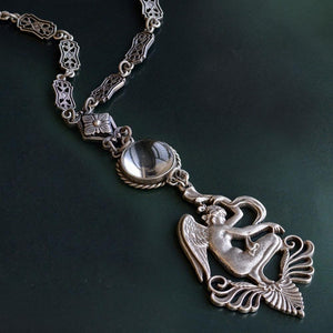 Winged Venus Angel and Crystal Orb Necklace N1468 - Sweet Romance Wholesale