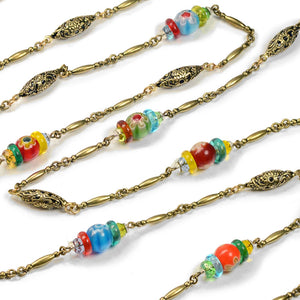 Long Millefiori Beads Chain Necklace - Sweet Romance Wholesale
