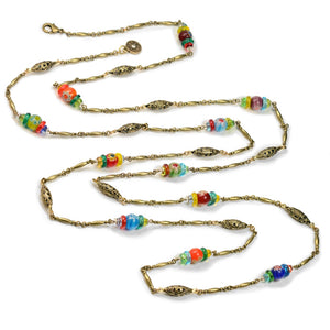 Long Millefiori Beads Chain Necklace - Sweet Romance Wholesale
