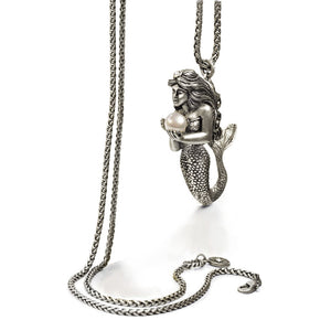 Mermaid Sculpture and Pearl Pendant Necklace - Sweet Romance Wholesale