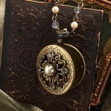 Load image into Gallery viewer, Pearl &amp; Crystal Bronze Locket - Sweet Romance Wholesale