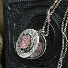 Load image into Gallery viewer, Rosaline Art Glass Silver Locket N1574 - Sweet Romance Wholesale
