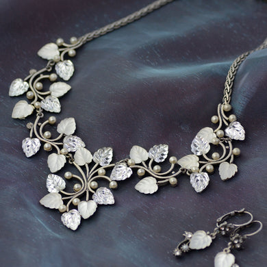 Satin Glass Leaves Necklace - Sweet Romance Wholesale