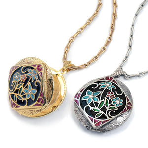 French Enamel Locket Silver and Gold - Sweet Romance Wholesale