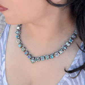 Pastel Crystal Vee Collar Necklace N636-ET - Sweet Romance Wholesale