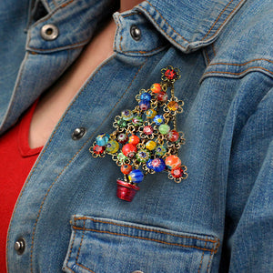 Millefiori Beads Tree Christmas Pin P185 - Sweet Romance Wholesale