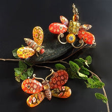 Load image into Gallery viewer, Millefiori Glass Insect Pins Set of 3 Tangerine Orange - Sweet Romance Wholesale