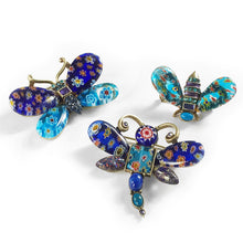 Load image into Gallery viewer, Millefiori Glass Insect Pins Set of 3 Blue Green - Sweet Romance Wholesale