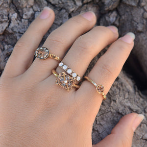 Silver and Gold Crystal Stack Rings Set of 4 R1121 - Sweet Romance Wholesale