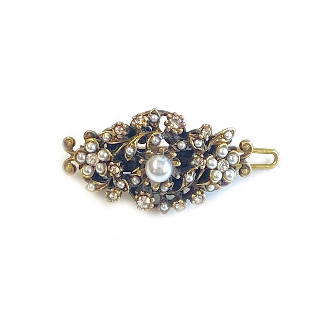 Crystal and Pearl Accent Barrette B182