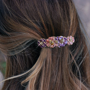 Enamel Pansy Flowers Hair Barrette  B531