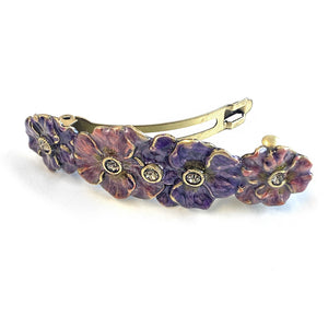 Enamel Pansy Flowers Hair Barrette  B531