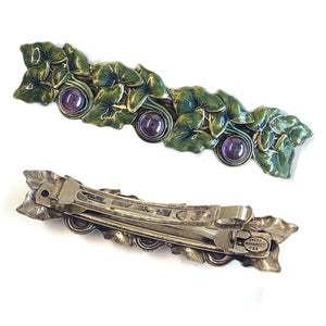 Enamel Ivy Leaves Hair Barrette  B544