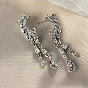 Edwardian silver crystal Necklace and Earrings N1058