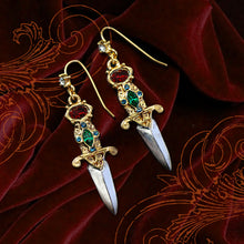 Load image into Gallery viewer, Gothic Jewel Dagger Earrings E_E105