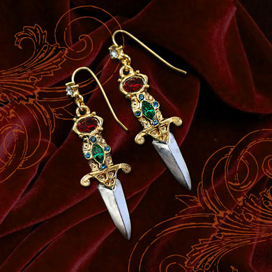 Gothic Jewel Dagger Earrings E_E105