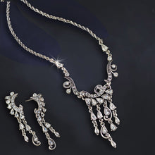 Load image into Gallery viewer, Edwardian silver crystal Necklace and Earrings N1058