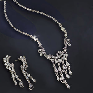 Edwardian silver crystal Necklace and Earrings N1058