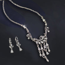 Load image into Gallery viewer, Edwardian silver crystal Necklace and Earrings N1058