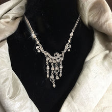 Load image into Gallery viewer, Edwardian silver crystal Necklace and Earrings N1058