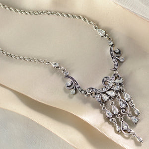 Edwardian silver crystal Necklace and Earrings N1058