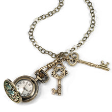 Load image into Gallery viewer, Pocket Watch and Antique Key Necklace N311